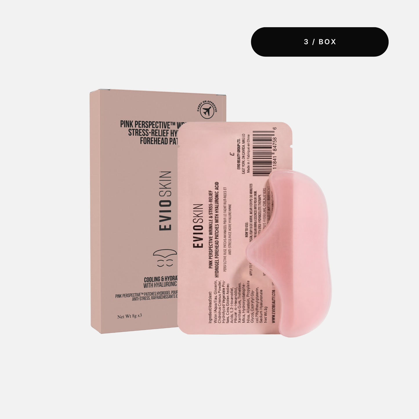Evio Skin Pink Perspective Wrinkle + Stress Relief Forehead Patch (3/box)